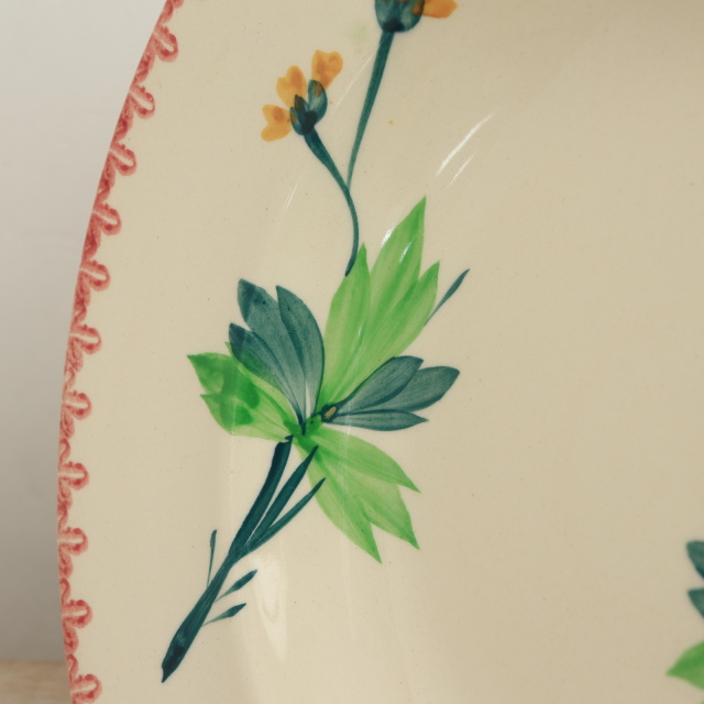 アンティーク プレート ハンドペイント 深皿 フランス ロンウィー製 LONGWY