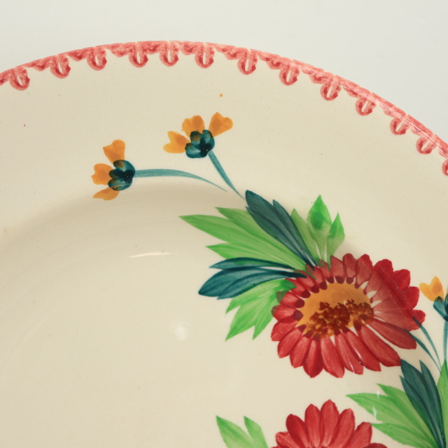 アンティーク プレート ハンドペイント 深皿 フランス ロンウィー製 LONGWY