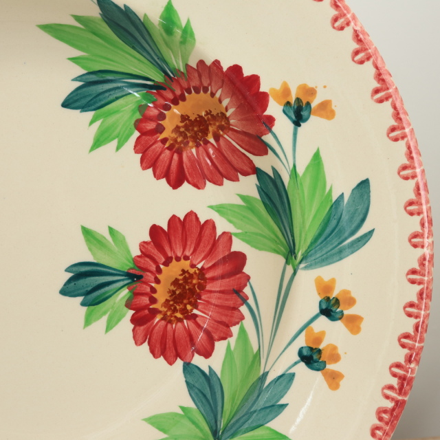 アンティーク プレート ハンドペイント 深皿 フランス ロンウィー製 LONGWY