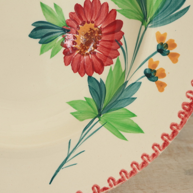 アンティーク プレート ハンドペイント 深皿 フランス ロンウィー製 LONGWY