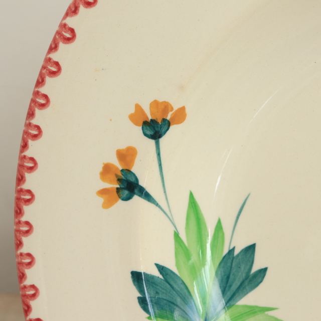 アンティーク プレート ハンドペイント 深皿 フランス ロンウィー製 LONGWY