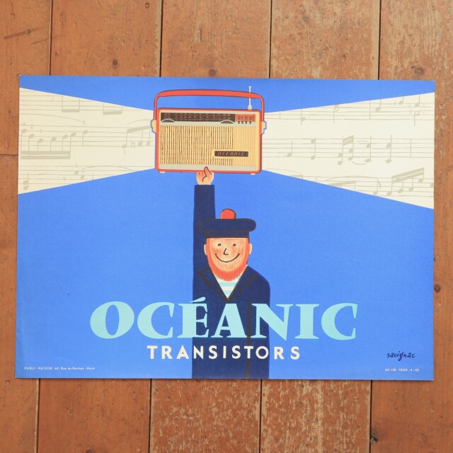 サヴィニャック オセアニック ラジオ ヴィンテージポスター Savignac OCEANIC TRANSISTORS
