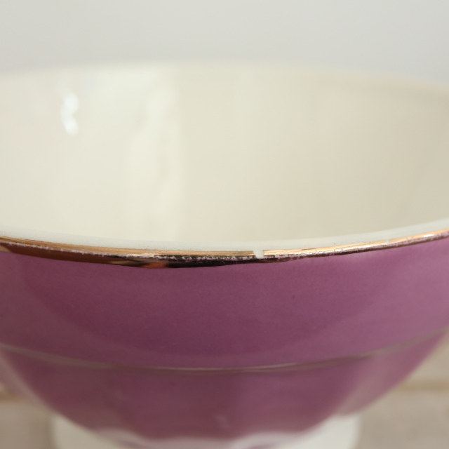 アンティーク カフェオレボウル パープル フランス ディゴワン&サルグミンヌ製 DIGOIN & SARREGUEMINES