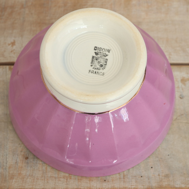 アンティーク カフェオレボウル パープル フランス ディゴワン&サルグミンヌ製 DIGOIN & SARREGUEMINES