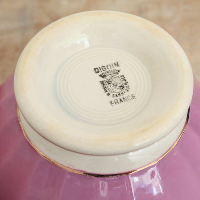 アンティーク カフェオレボウル パープル フランス ディゴワン&サルグミンヌ製 DIGOIN & SARREGUEMINES