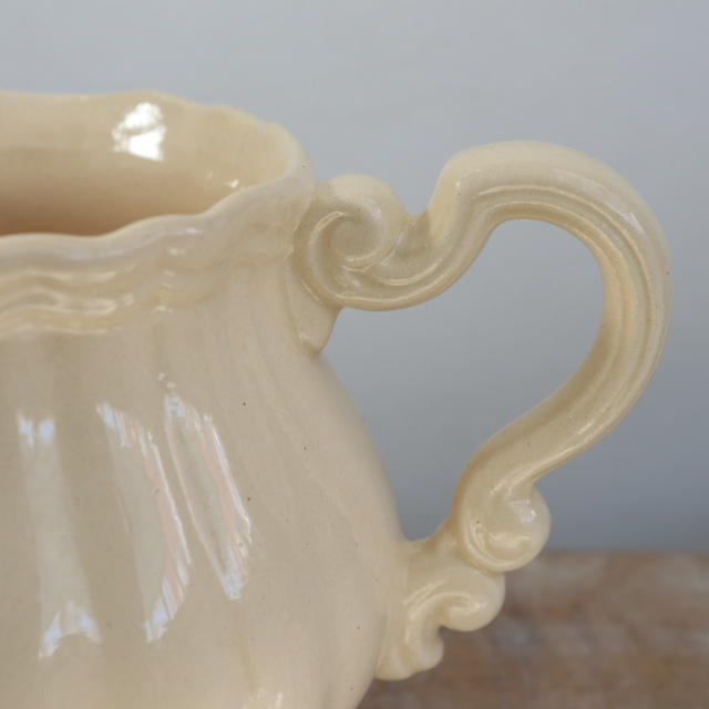 アンティーク クレミエ 花リム ミルクピッチャー Ivoire フランス