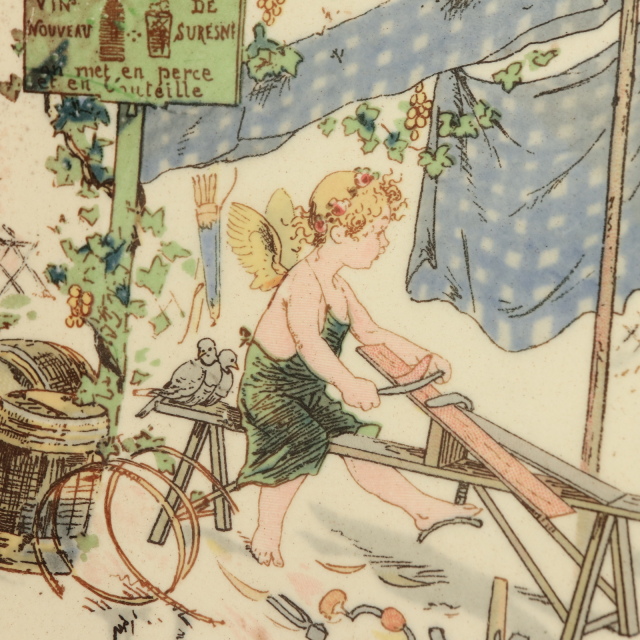 アンティークプレート Froment Richard 樽職人 Le Tonnelier フランス サルグミンヌ製 U&C SARREGUEMINES