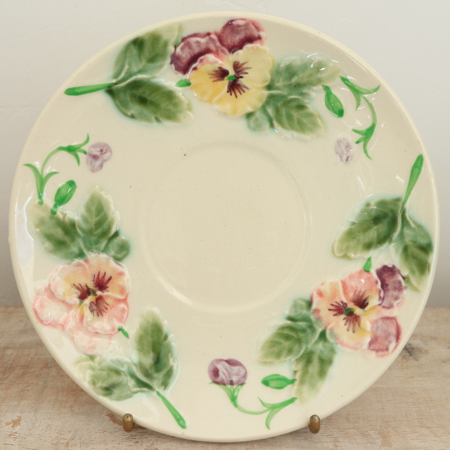 アンティーク ショコラカップ＆ソーサー パンジー バルボティーヌ フランス ショワジールロワ製 Choisy le Roi