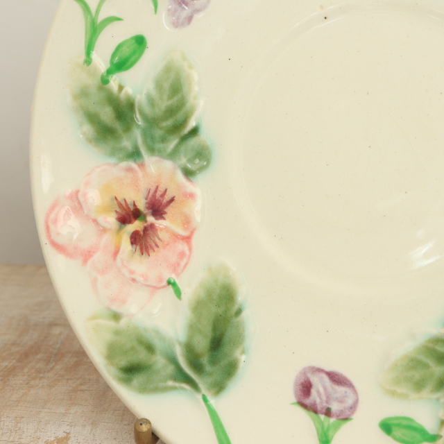 アンティーク ショコラカップ＆ソーサー パンジー バルボティーヌ フランス ショワジールロワ製 Choisy le Roi