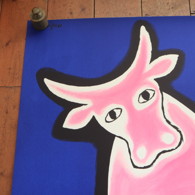 レイモン サヴィニャック モンサヴォン ピンクの牛 リトグラフ