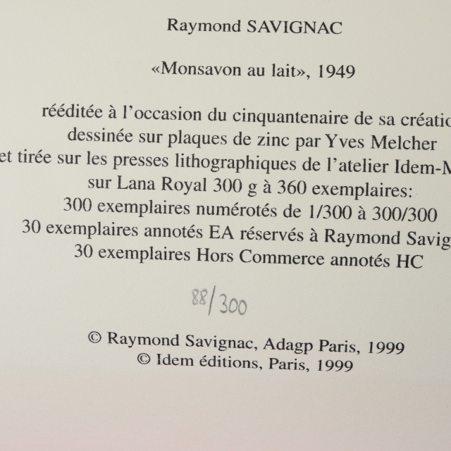 レイモン サヴィニャック モンサヴォン ピンクの牛 リトグラフ