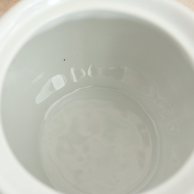 アンティーク シュガーポット 白 花リム フランス サルグミンヌ製 Sarreguemines