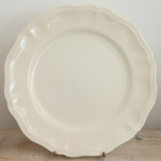 アンティークプレート 皿 花リム Ivoire フランス サルグミンヌ製 Sarreguemines