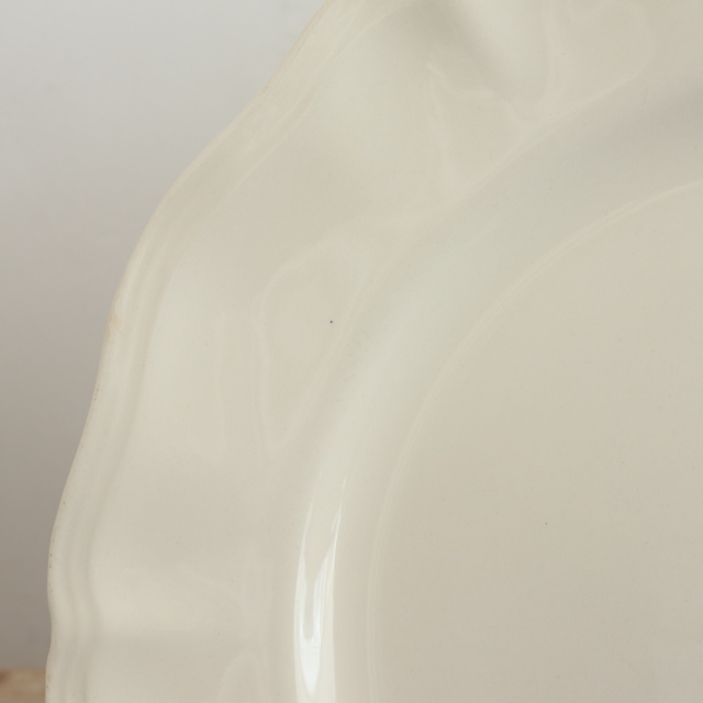 アンティークプレート 皿 花リム Ivoire フランス サルグミンヌ製 Sarreguemines