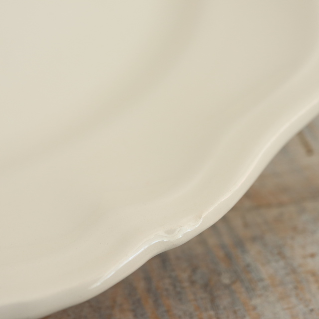 アンティークプレート 皿 花リム Ivoire フランス サルグミンヌ製 Sarreguemines