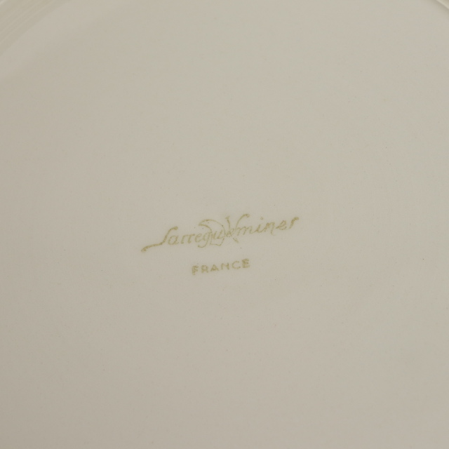 アンティークプレート 皿 花リム Ivoire フランス サルグミンヌ製 Sarreguemines