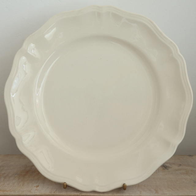 アンティークプレート 皿 花リム Ivoire フランス サルグミンヌ製 Sarreguemines