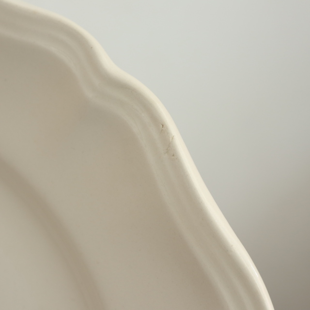 アンティークプレート 皿 花リム Ivoire フランス サルグミンヌ製 Sarreguemines