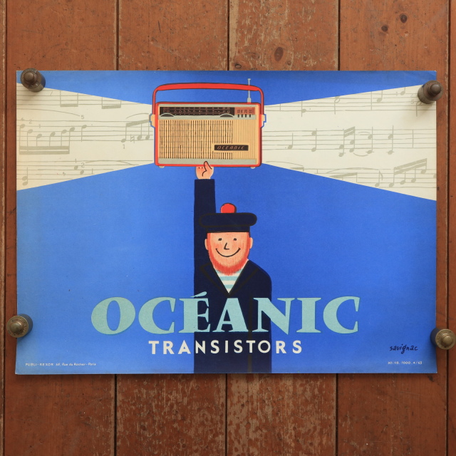 サヴィニャック オセアニック ラジオ ヴィンテージポスター Savignac OCEANIC TRANSISTORS