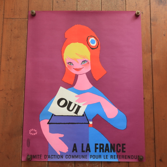 ルフォール・オプノ フランス大統領選挙 1958年 ヴィンテージポスター  Lefor Openo Oui a la France