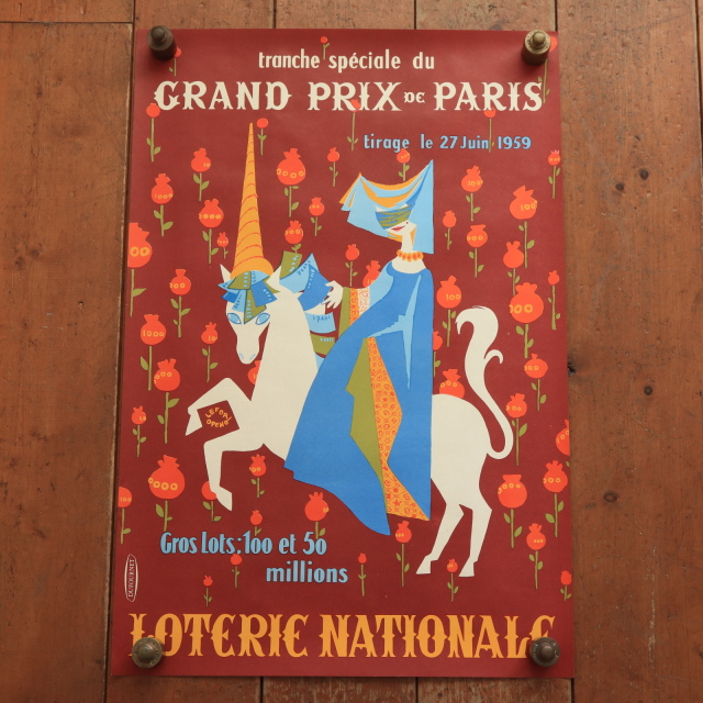 ルフォール・オプノ パリ大賞典 ヴィンテージポスター Grand Prix de Paris LOTERIE NATIONALE  Lefor Openo