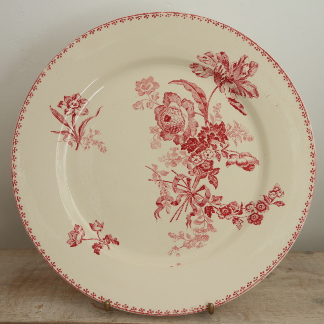 アンティークプレート フォンタンジュ 平皿  フランス サルグミンヌ製 FONTANGES SARREGUEMINES