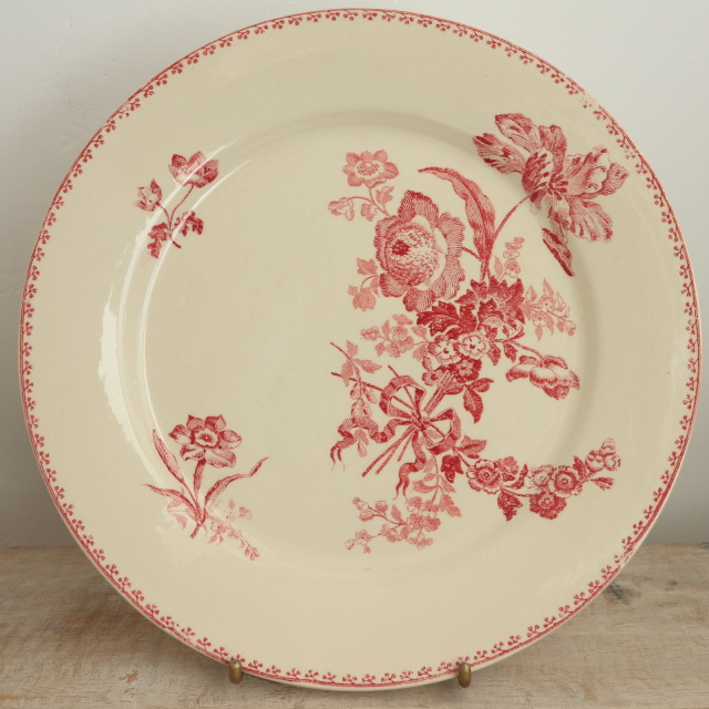 アンティークプレート フォンタンジュ 平皿  フランス サルグミンヌ製 FONTANGES SARREGUEMINES