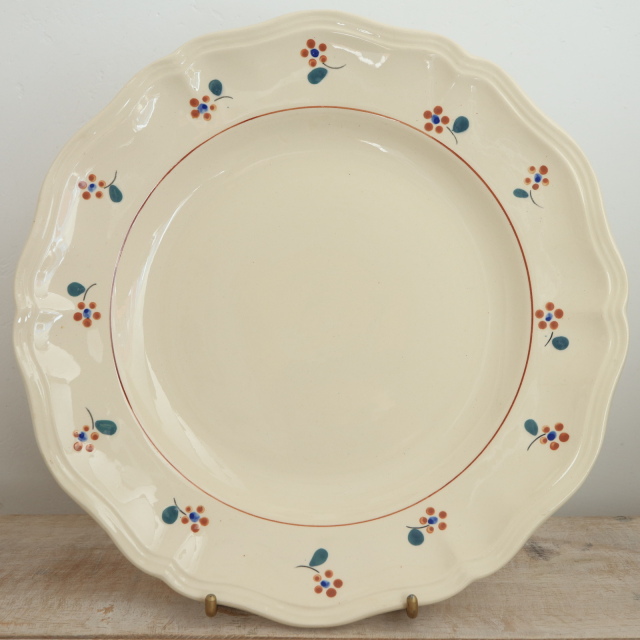 アンティークプレート 花リム 小花 皿 AROMANCHES フランス サルグミンヌ製 Digoin & Sarreguemines