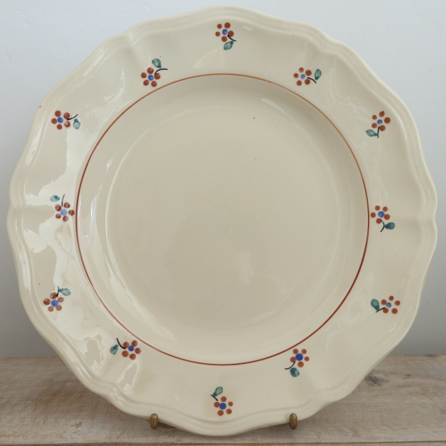 アンティークプレート 花リム 小花 皿 AROMANCHES フランス サルグミンヌ製 Digoin & Sarreguemines