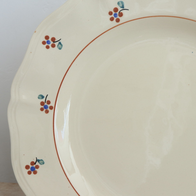 アンティークプレート 花リム 小花 皿 AROMANCHES フランス