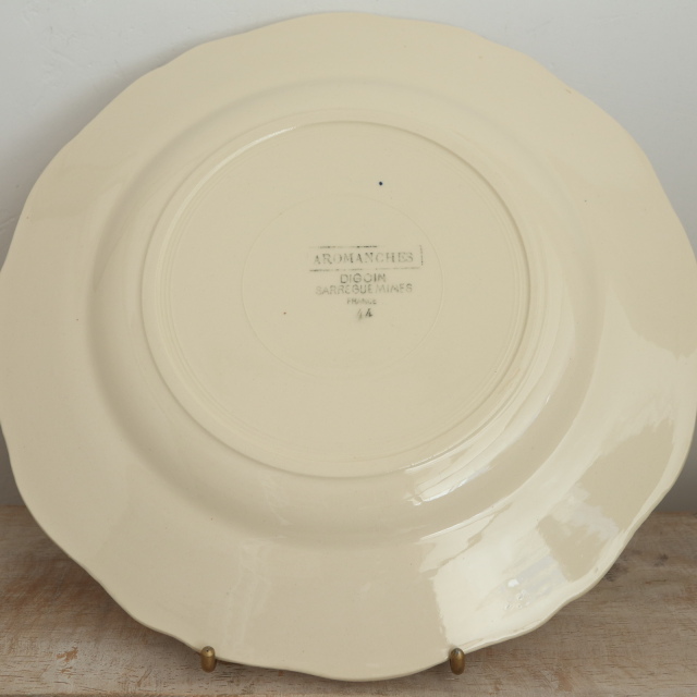 アンティークプレート 花リム 小花 皿 AROMANCHES フランス
