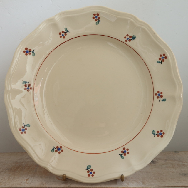 アンティークプレート 花リム 小花 皿 AROMANCHES フランス サルグミンヌ製 Digoin & Sarreguemines