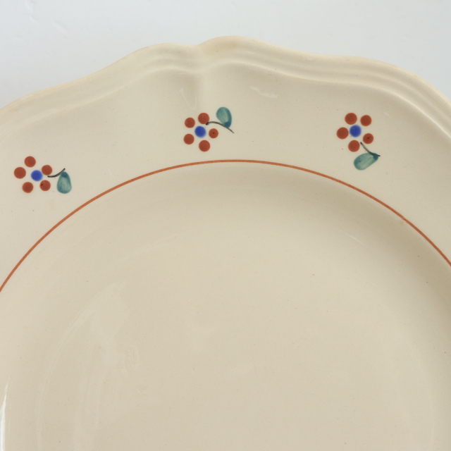 アンティークプレート 花リム 小花 皿 AROMANCHES フランス サルグミンヌ製 Digoin & Sarreguemines