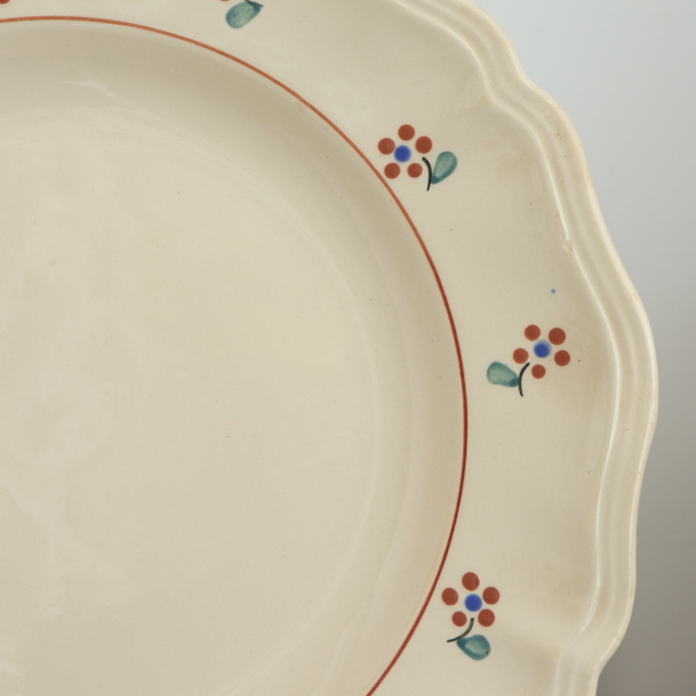 アンティークプレート 花リム 小花 皿 AROMANCHES フランス サルグミンヌ製 Digoin & Sarreguemines