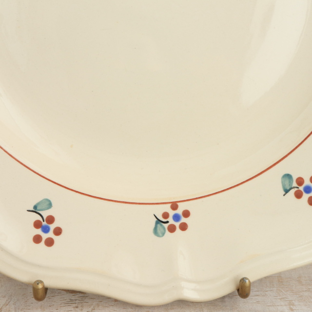 アンティークプレート 花リム 小花 皿 AROMANCHES フランス サルグミンヌ製 Digoin & Sarreguemines