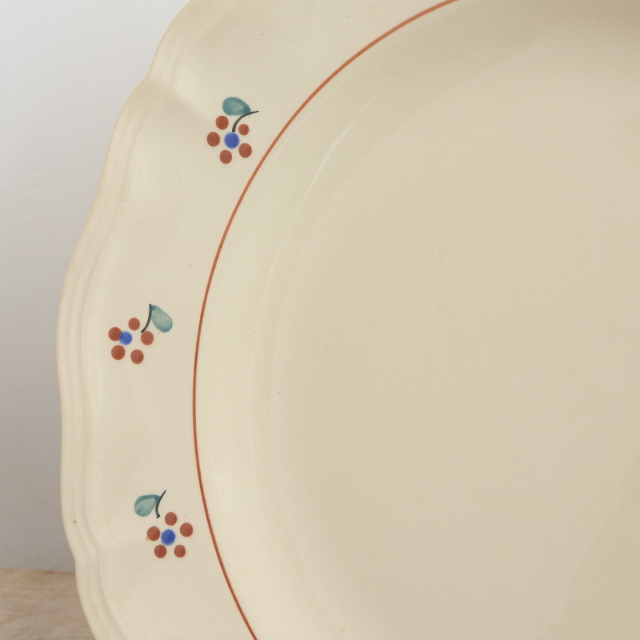 アンティークプレート 花リム 小花 皿 AROMANCHES フランス サルグミンヌ製 Digoin & Sarreguemines