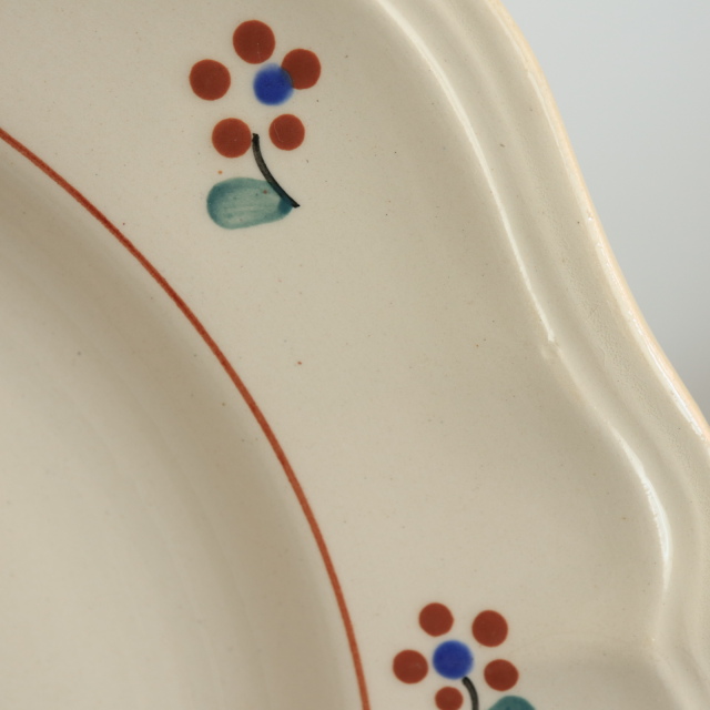 アンティークプレート 花リム 小花 皿 AROMANCHES フランス サルグミンヌ製 Digoin & Sarreguemines