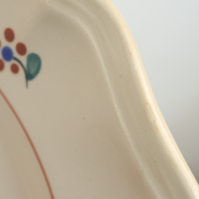 アンティークプレート 花リム 小花 皿 AROMANCHES フランス サルグミンヌ製 Digoin & Sarreguemines