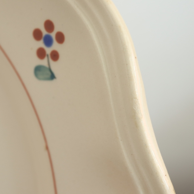 アンティークプレート 花リム 小花 皿 AROMANCHES フランス サルグミンヌ製 Digoin & Sarreguemines