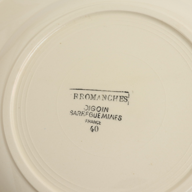 アンティークプレート 花リム 小花 皿 AROMANCHES フランス サルグミンヌ製 Digoin & Sarreguemines