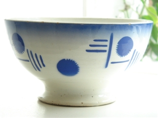 アンティークカフェオレボウル ブルードット