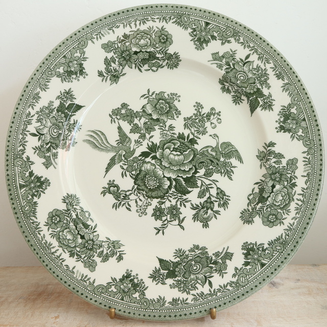 バーレイ グリーン アジアティックフェザンツ プレートL Burleigh Green Asiatic Pheasants Plate 25.5cm