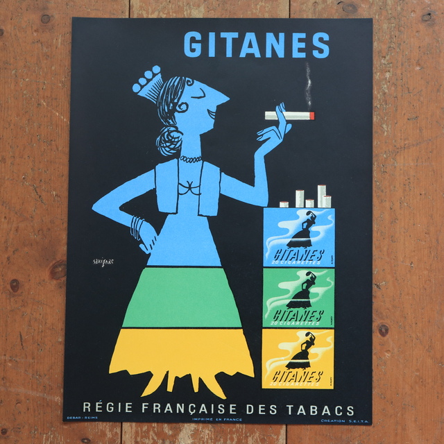 サヴィニャック ジタン ヴィンテージポスター Savignac Cigarettes GITANES