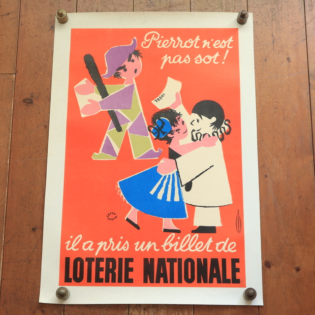 ルフォール・オプノ フランス国営宝くじ 1957年 ヴィンテージポスター Lefor Openo LOTERIE NATIONALE