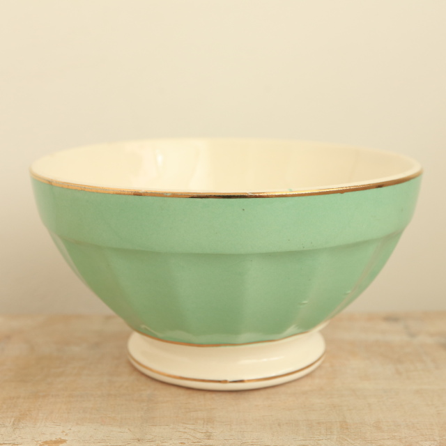 アンティーク カフェオレボウル ミントグリーン フランス ディゴワン&サルグミンヌ製 DIGOIN & SARREGUEMINES