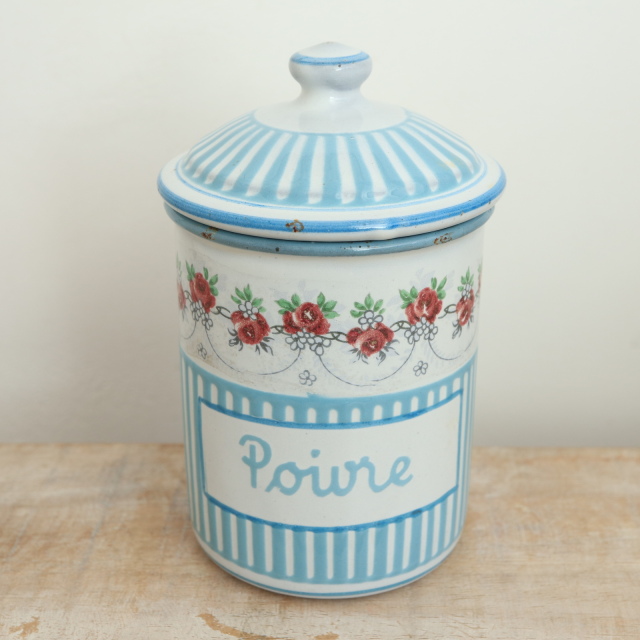 BB社 ローズガーランド アンティーク ホウロウキャニスター Poivre コショウ入れ