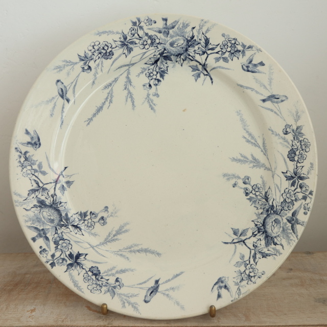 アンティーク プレート 小鳥 皿 LINOTTE フランス クレイユモントロー製 Creil Montereau
