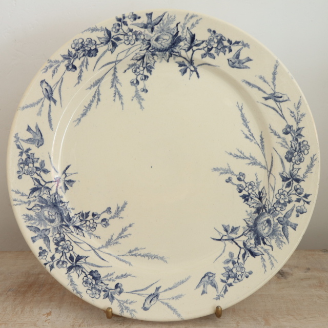 アンティーク プレート 小鳥 皿 LINOTTE フランス クレイユモントロー製 Creil Montereau