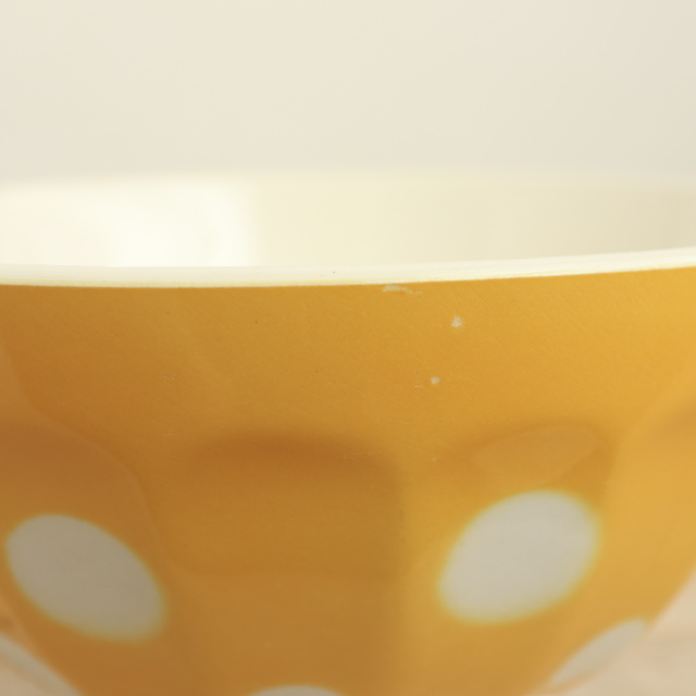 アンティーク カフェオレボウル 黄色 ドット 水玉 フランス ディゴワン&サルグミンヌ製 DIGOIN & SARREGUEMINES