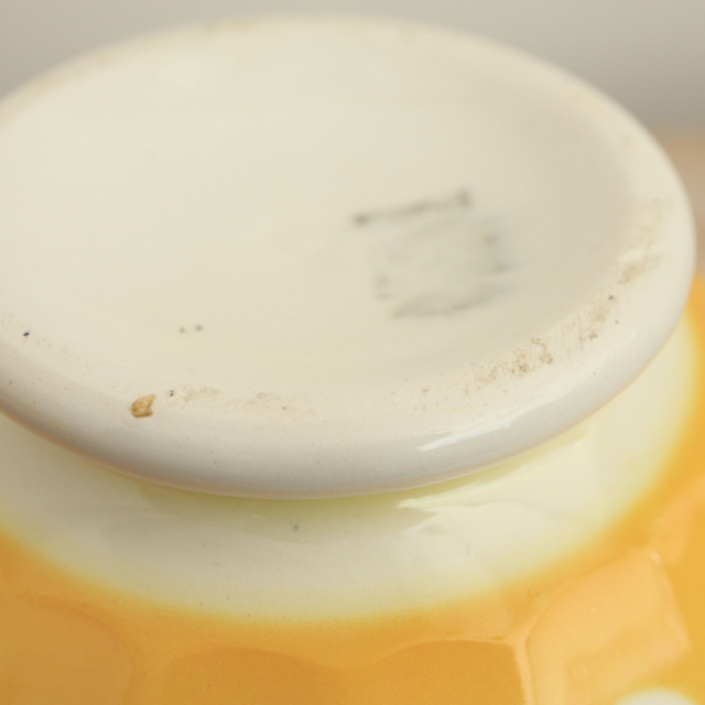 アンティーク カフェオレボウル 黄色 ドット 水玉 フランス ディゴワン&サルグミンヌ製 DIGOIN & SARREGUEMINES